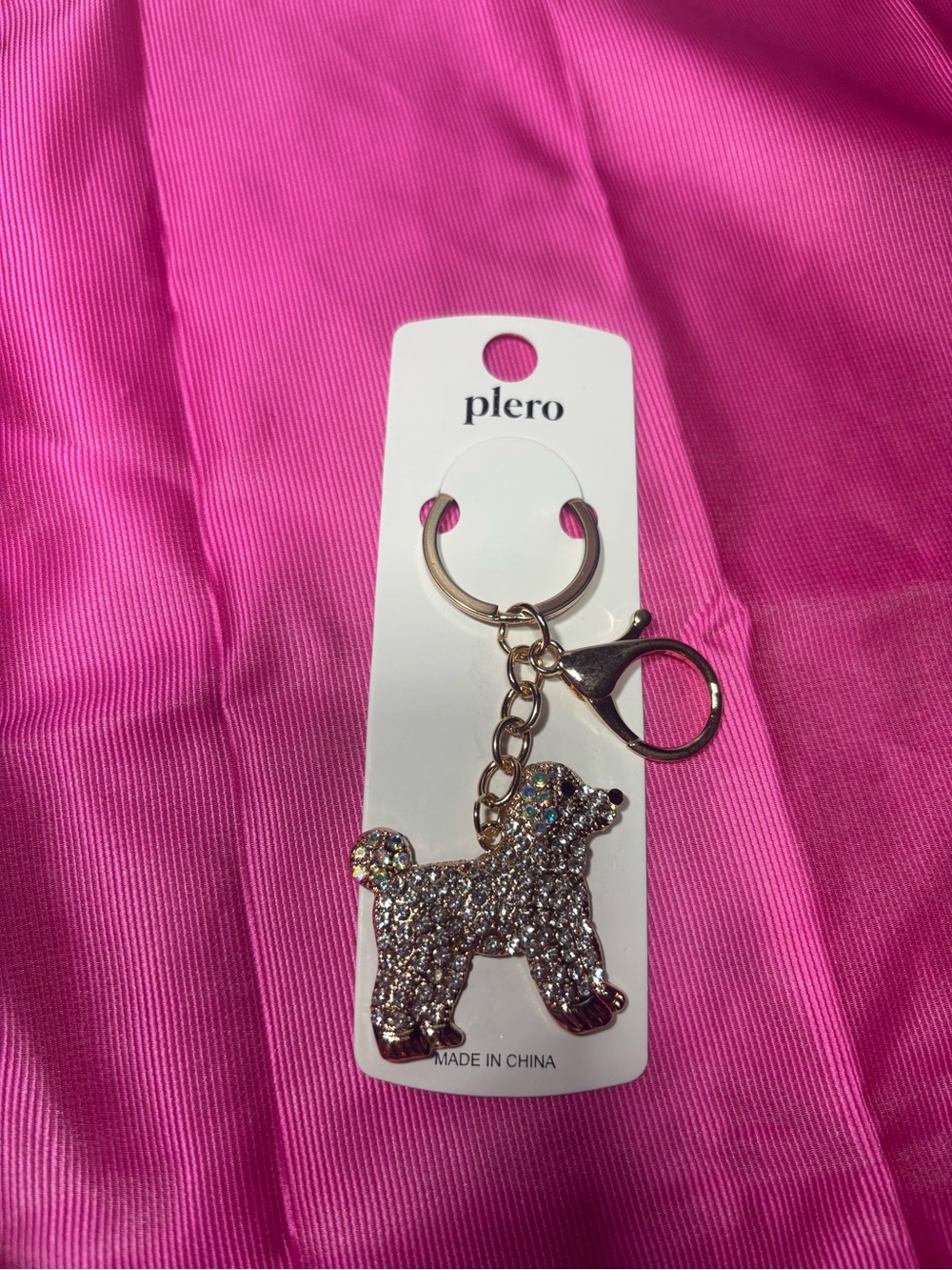New Bag Charm Piero Crystal Poodle Keychain - Sparkle